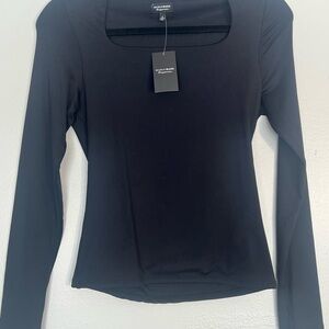 Buckle Elegant Black Long Sleeve Top